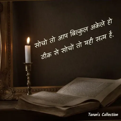 Quote by Stranger - सोचो तो आप बिल्कुल अकेले हो
ठीक से सोचों तो यही सत्य है. - Made using Quotes Creator App, Post Maker App