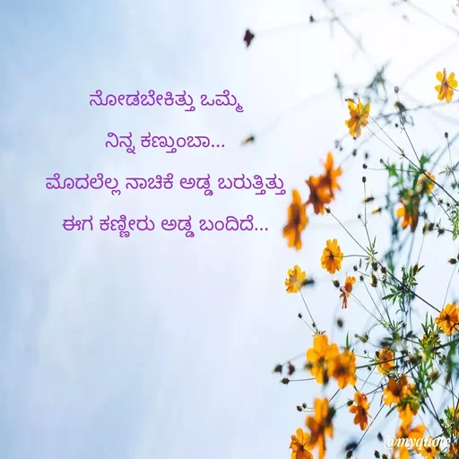 Quote by ಪ್ರವಾಸ ಪ್ರೇಮಿ ಸಂತು - ನೋಡಬೇಕಿತ್ತು ಒಮ್ಮೆ

ನಿನ್ನ ಕಣ್ತುಂಬಾ...

ಮೊದಲೆಲ್ಲ‌ ನಾಚಿಕೆ‌ ಅಡ್ಡ ಬರುತ್ತಿತ್ತು

ಈಗ ಕಣ್ಣೀರು ಅಡ್ಡ ಬಂದಿದೆ...‌
 - Made using Quotes Creator App, Post Maker App