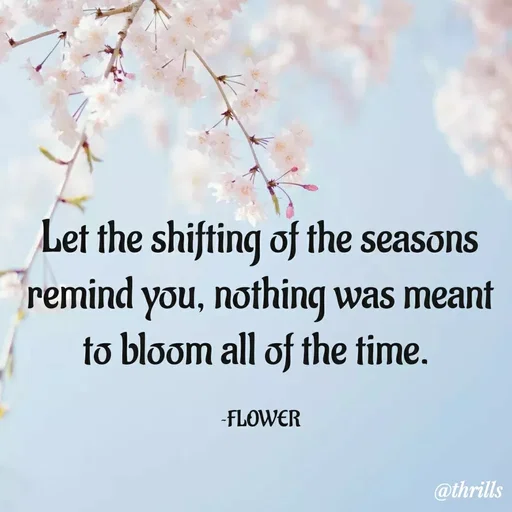 Quote by Sangeeta Bhagat - Let the shifting of the seasons remind you, nothing was meant to bloom all of the time. 

~FLOWER - Made using Quotes Creator App, Post Maker App