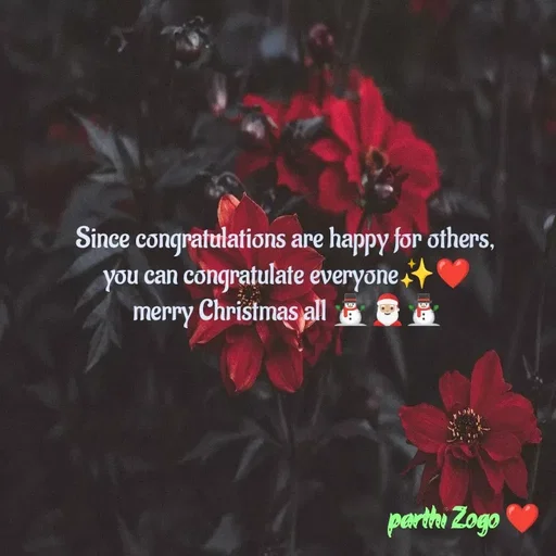 Quote by Parthi Zogo - Since congratulations are happy for others, 
you can congratulate everyone✨❤️
merry Christmas all ⛄🎅🏼⛄
  - Made using Quotes Creator App, Post Maker App