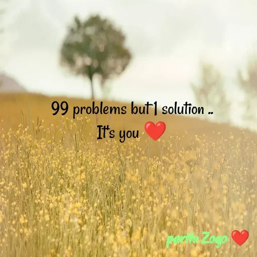Quote by Parthi Zogo - 99 problems but 1 solution ..
It's you ❤️ - Made using Quotes Creator App, Post Maker App