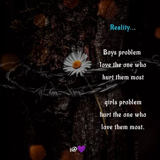 Quote by Akifa🌹 - Reality...

Boys problem 
love the one who
hurt them most

girls problem
hurt the one who
love them most.

 - Made using Quotes Creator App, Post Maker App