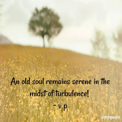 Quote by PREETI RAO - An old soul remains serene in the midst of turbulence! 
- v p - Made using Quotes Creator App, Post Maker App