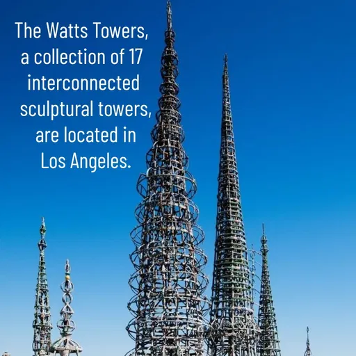 Quote by Manasa - The Watts Towers, 
a collection of 17 
interconnected
 sculptural towers,
 are located in
 Los Angeles. - Made using Quotes Creator App, Post Maker App