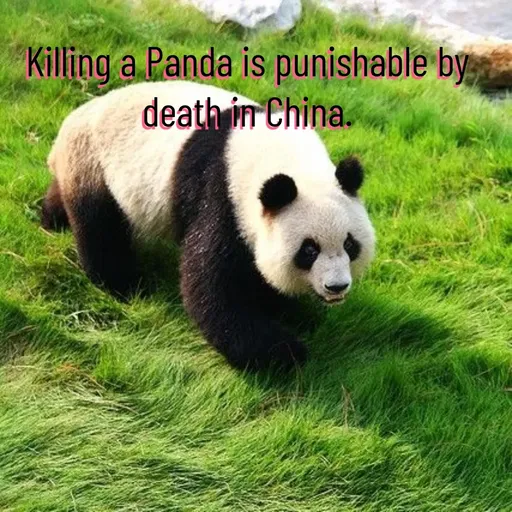 Quote by Manasa - Killing a Panda is punishable by death in China. - Made using Quotes Creator App, Post Maker App