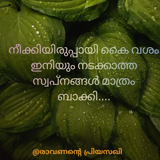 Quote by Adeena Riyas - നീക്കിയിരുപ്പായി കൈ വശം
ഇനിയും നടക്കാത്ത
സ്വപ്നങ്ങൾ മാത്രം ബാക്കി....
 - Made using Quotes Creator App, Post Maker App