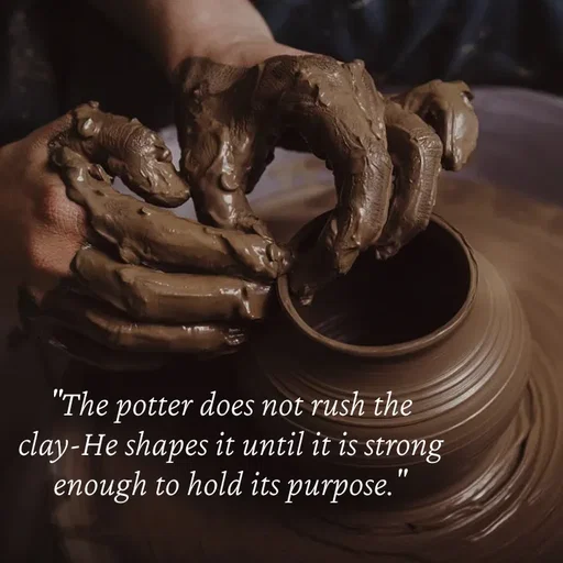 Quote by Strong_willed_girl - "The potter does not rush the clay-He shapes it until it is strong enough to hold its purpose." - Made using Quotes Creator App, Post Maker App