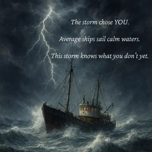 Quote by Strong_willed_girl - The storm chose YOU.

Average ships sail calm waters.

This storm knows what you don't yet. - Made using Quotes Creator App, Post Maker App