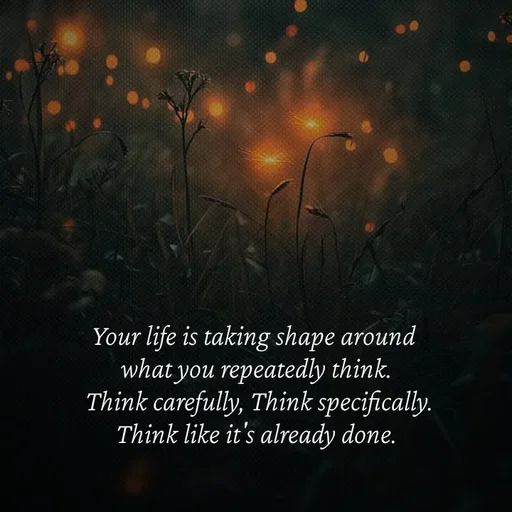 Quote by Strong_willed_girl - Your life is taking shape around 
what you repeatedly think.
 Think carefully, Think specifically.
Think like it's already done. - Made using Quotes Creator App, Post Maker App