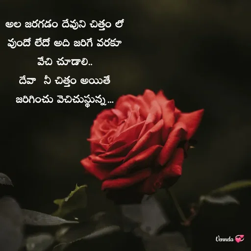 Quote by Venny - అల జరగడం దేవుని చిత్తం లో వుందో లేదో అది జరిగే వరకూ వేచి చూడాలి..
దేవా  నీ చిత్తం అయితే జరిగించు వెచిచుస్థున్న... - Made using Quotes Creator App, Post Maker App
