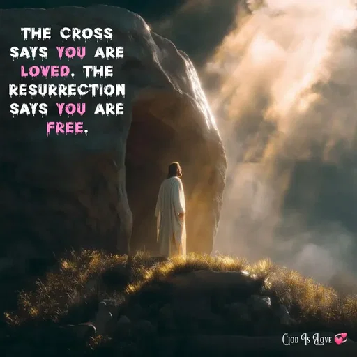 Quote by Venny - The cross says you are loved. The resurrection says you are free. - Made using Quotes Creator App, Post Maker App