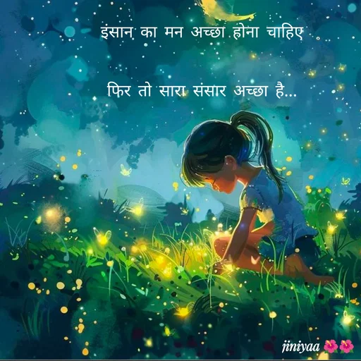 Quote by jiniyaa 🌺🌺 | a soulful pen - इंसान का मन अच्छा होना चाहिए 
फिर तो सारा संसार अच्छा है...  - Made using Quotes Creator App, Post Maker App
