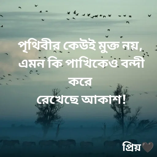 Quote by Partho Modak - 
পৃথিবীর কেউই মুক্ত নয়, 
এমন কি পাখিকেও বন্দী করে 
রেখেছে আকাশ! - Made using Quotes Creator App, Post Maker App