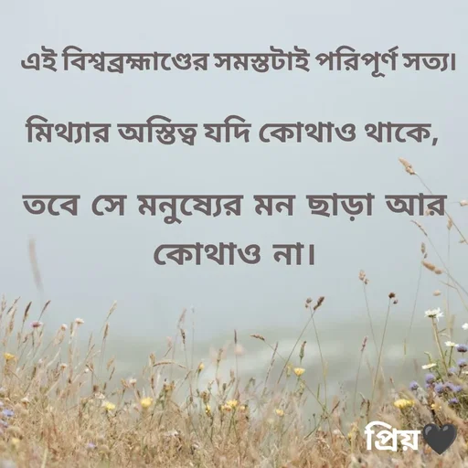 Quote by Partho Modak - এই বিশ্বব্রহ্মাণ্ডের সমস্তটাই পরিপূর্ণ সত্য।মিথ্যার অস্তিত্ব যদি কোথাও থাকে, 
তবে সে মনুষ্যের মন ছাড়া আর কোথাও না। - Made using Quotes Creator App, Post Maker App