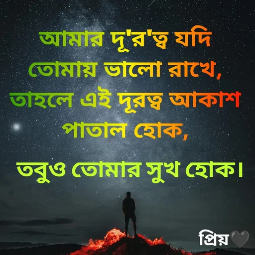 Quote by Partho Modak - আমার দূ'র'ত্ব যদি তোমায় ভালো রাখে,
তাহলে এই দূরত্ব আকাশ পাতাল হোক,তবুও তোমার সুখ হোক। - Made using Quotes Creator App, Post Maker App