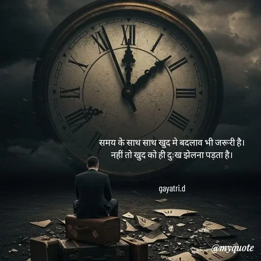 Quote by Taniya kumari Upadhyay  a k - समय के साथ साथ खुद मे बदलाव भी जरूरी है।
नहीं तो खुद को ही दुःख झेलना पड़ता है।


gayatri.d - Made using Quotes Creator App, Post Maker App