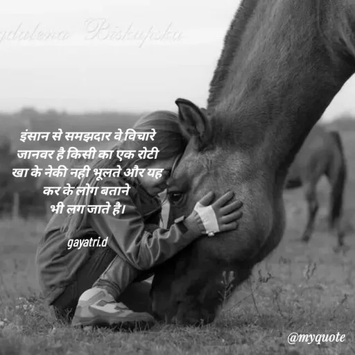 Quote by Taniya kumari Upadhyay  a k - इंसान से समझदार वे विचारे जानवर है किसी का एक रोटी
खा के नेकी नही भूलते और यह कर के लोग बताने 
भी लग जाते है।

gayatri.d - Made using Quotes Creator App, Post Maker App