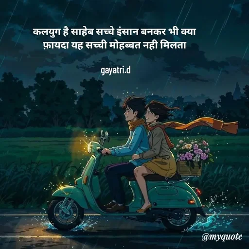 Quote by Taniya kumari Upadhyay  a k - कलयुग है साहेब सच्चे इंसान बनकर भी क्या 
फ़ायदा यह सच्ची मोहब्बत नही मिलता 

gayatri.d - Made using Quotes Creator App, Post Maker App