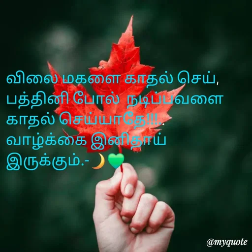 Quote by NILA.M NILA.M - விலை மகளை காதல் செய்,
பத்தினி போல்  நடிப்பவளை காதல் செய்யாதே!!!..
வாழ்க்கை இனிதாய் இருக்கும்.-🌙💚 - Made using Quotes Creator App, Post Maker App