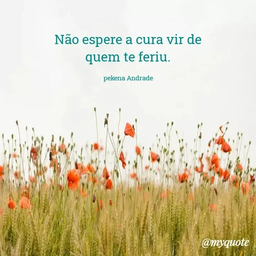 Quote by Ingrid Silva - Não espere a cura vir de quem te feriu.

pekena Andrade - Made using Quotes Creator App, Post Maker App