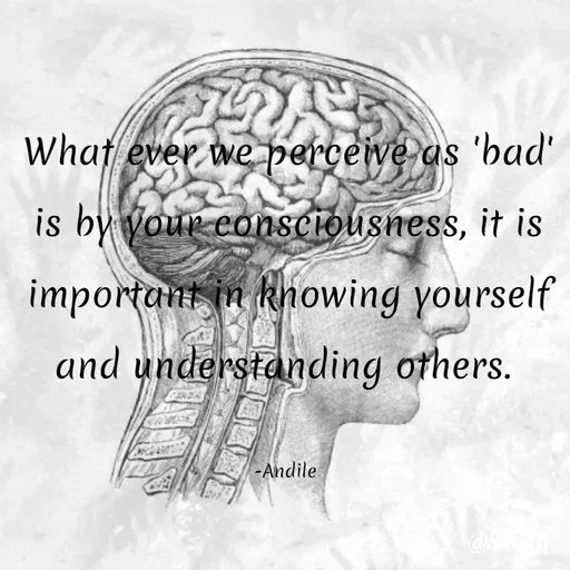 Quote by SHUAN Sithole - What ever, wNe perceive as 'bad'
is by your eonsciousness, it is
important in knowing yourself
and understanding others.
-Andile
 - Made using Quotes Creator App, Post Maker App