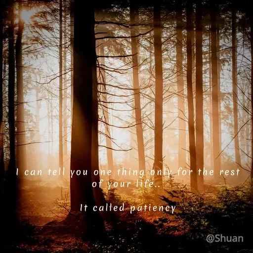 Quote by SHUAN Sithole - I can tell you one thing only for the rest
of your life..
It calted patiency
@Shuan
 - Made using Quotes Creator App, Post Maker App