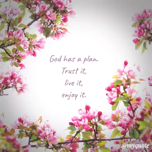 Quote by Sahaya Jenifer - God has a plan.
Trust it,
live it,
enjoy it.
@myquote
 - Made using Quotes Creator App, Post Maker App
