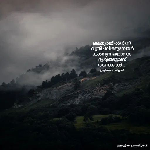 Quote by ഇരുട്ടിനെ പ്രണയിച്ചവൾ - ലക്ഷ്യത്തിൽ നിന്ന്
 വ്യതിചലിക്കുമ്പോൾ
കാണുന്ന ഭയാനക
 ദൃശ്യങ്ങളാണ് തടസങ്ങൾ....

ഇരുട്ടിനെ പ്രണയിച്ചവൾ  - Made using Quotes Creator App, Post Maker App