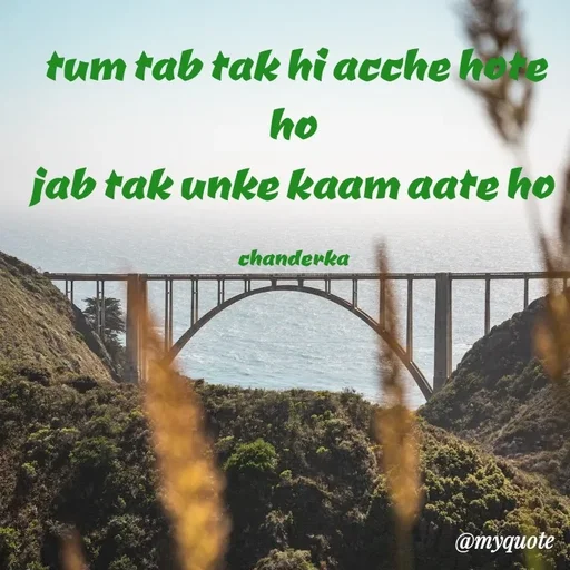 Quote by Chanderka Thakur - tum tab tak hi acche hote ho 
jab tak unke kaam aate ho 

chanderka  - Made using Quotes Creator App, Post Maker App