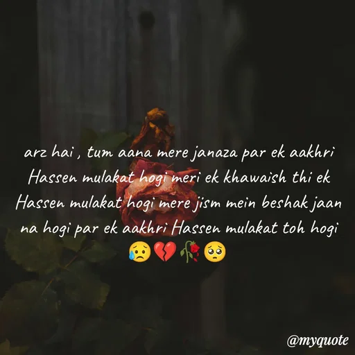 Quote by OM Soni - arz hai , tum aana mere janaza par ek aakhri Hassen mulakat hogi meri ek khawaish thi ek Hassen mulakat hogi mere jism mein beshak jaan na hogi par ek aakhri Hassen mulakat toh hogi 😥💔🥀🥺 - Made using Quotes Creator App, Post Maker App