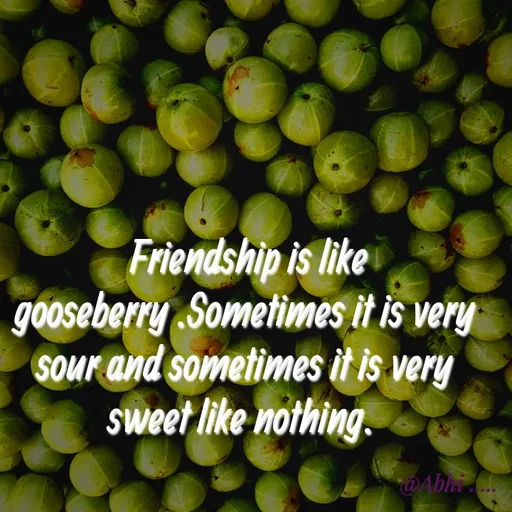Quote by Radha R Radha R -  Friendship is like gooseberry .Sometimes it is very sour and sometimes it is very sweet like nothing.  - Made using Quotes Creator App, Post Maker App