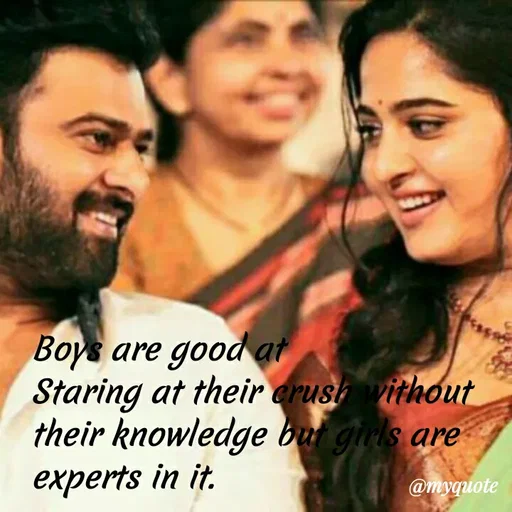 Quote by Sandeep N A Sandeep - Boys are good at
Staring at their erush without
their knowledge but girls are
experts in it.
@myquote
 - Made using Quotes Creator App, Post Maker App