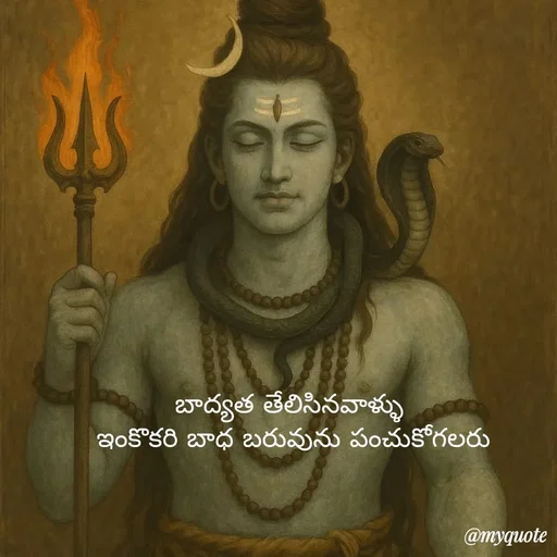 Quote by Mahesh Allam - బాద్యత తేలిసినవాళ్ళు 
ఇంకొకరి బాధ బరువును పంచుకోగలరు - Made using Quotes Creator App, Post Maker App