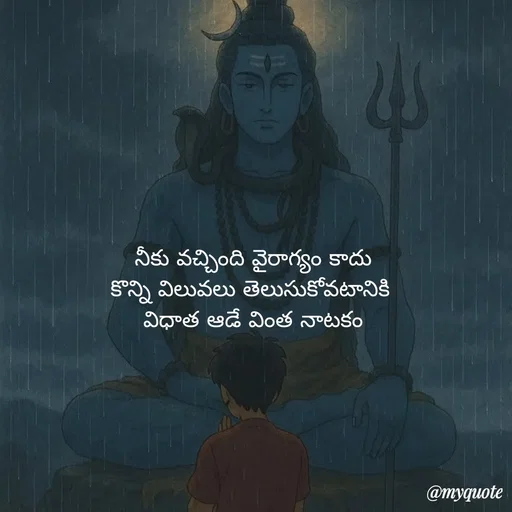 Quote by Mahesh Allam - నీకు వచ్చింది వైరాగ్యం కాదు
కొన్ని విలువలు తెలుసుకోవటానికి 
విధాత ఆడే వింత నాటకం - Made using Quotes Creator App, Post Maker App