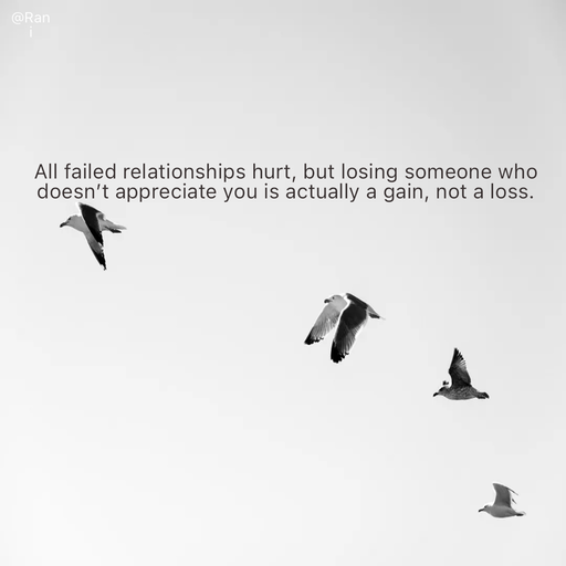 Quote by Rani Tharuni - All failed relationships hurt, but losing someone who doesn’t appreciate you is actually a gain, not a loss. - Made using Quotes Creator App, Post Maker App