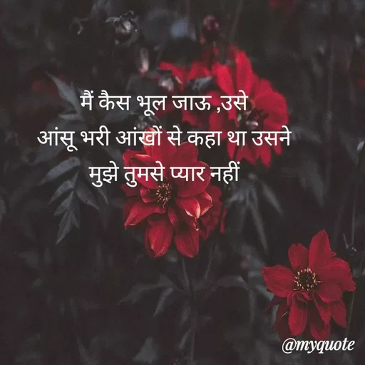 Quote by Gumnaam Tanhai - मैं कैस भूल जाऊ ,उसे 
आंसू भरी आंखों से कहा था उसने 
मुझे तुमसे प्यार नहीं  - Made using Quotes Creator App, Post Maker App