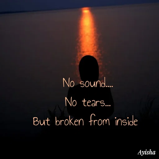 Quote by Ayisha Diaries - No sound....
No tears...
But broken from inside  - Made using Quotes Creator App, Post Maker App