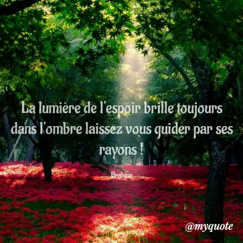 Quote by Marie Suze Ferrer - La lumière de l'esppir brille foujours
dans l'ombre laissez vous quider par ses
rayons!
Brahina
@тудиоte
 - Made using Quotes Creator App, Post Maker App