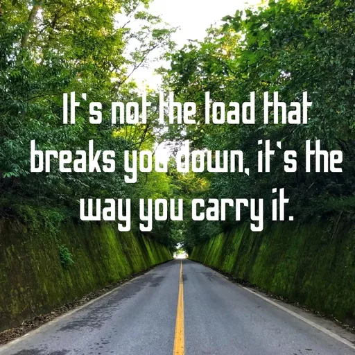 Quote by Lily • - It's not the load that breaks you down, it's the way you carry it. - Made using Quotes Creator App, Post Maker App