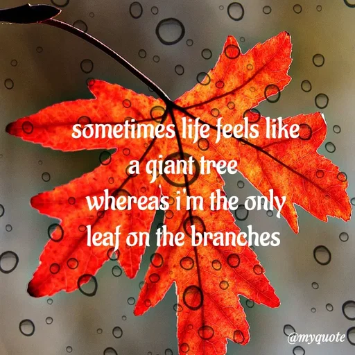 Quote by adriangemini - sometimes life feels like
a giant tree 
whereas i'm the only
leaf on the branches  - Made using Quotes Creator App, Post Maker App