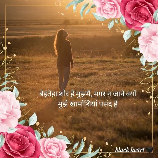 Quote by Black heart 🖤 - बेइंतेहा शोर है मुझमें, मगर न जाने क्यों मुझे खामोशियां पसंद है - Made using Quotes Creator App, Post Maker App