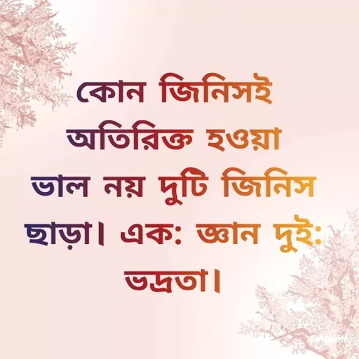 Quote by HM.TANVIR ISLAM - কোন জিনিসই অতিরিক্ত হওয়া ভাল নয় দুটি জিনিস ছাড়া। এক: জ্ঞান দুই: ভদ্রতা। - Made using Quotes Creator App, Post Maker App