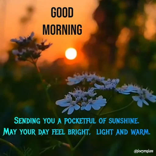 Quote by Joseph Rajan - Sending you a pocketful of sunshine. 
May your day feel bright,  light and warm.  - Made using Quotes Creator App, Post Maker App