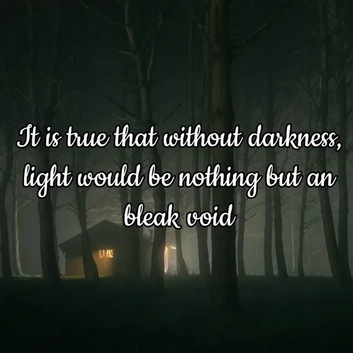 Quote by Lonely and Broken Soul - It is true that without darkness, light would be nothing but an bleak void - Made using Quotes Creator App, Post Maker App