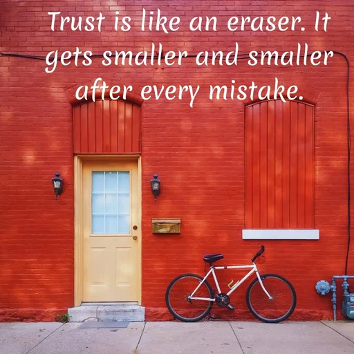 Quote by Aryan Lakhani - Trust is like an eraser. It
gets smaller and smaller
after every mistake.
 - Made using Quotes Creator App, Post Maker App