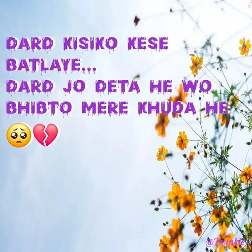 Quote by Twinkel - Dard kisiko kese batlaye...
dard jo deta he wo bhibto mere khuda he
🥺💔 - Made using Quotes Creator App, Post Maker App