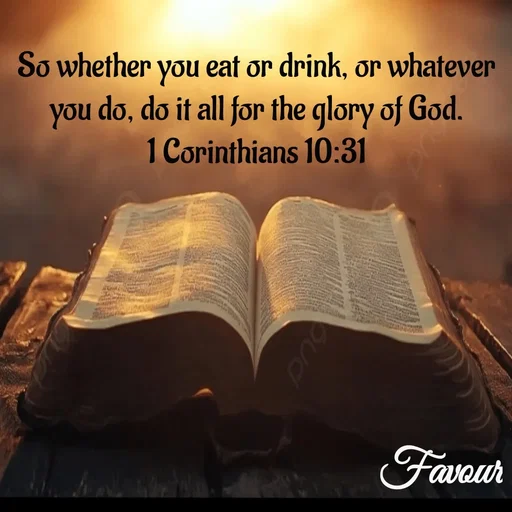 Quote by Favour - So whether you eat or drink, or whatever you do, do it all for the glory of God.
1 Corinthians 10:31 - Made using Quotes Creator App, Post Maker App