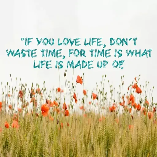 Quote by Art World - "IF YOU LOVE LIFE, DON'T
WASTE TIME, FOR TIME IS WHAT
LIFE IS MADE UP OF
 - Made using Quotes Creator App, Post Maker App