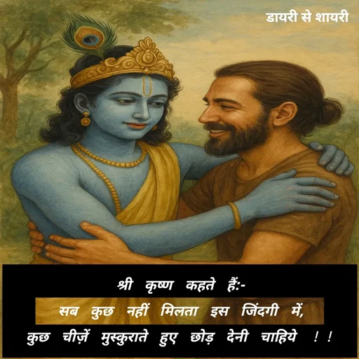 Quote by Chup.shabd.diary - श्री कृष्ण कहते हैं:-
सब कुछ नहीं मिलता इस जिंदगी में,
कुछ चीज़ें मुस्कुराते हुए छोड़ देनी चाहिये !! - Made using Quotes Creator App, Post Maker App