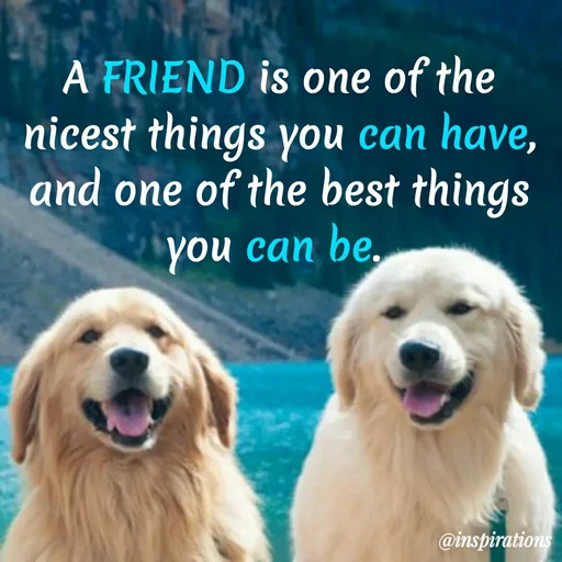 Quote by Vikram Singh - A FRIEND is one of the
nicest things you can have,
and one of the best things
you can be.
@inspirations
 - Made using Quotes Creator App, Post Maker App